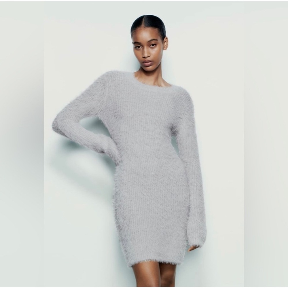 Zara Faux Fur Sweater Dress Size Medium